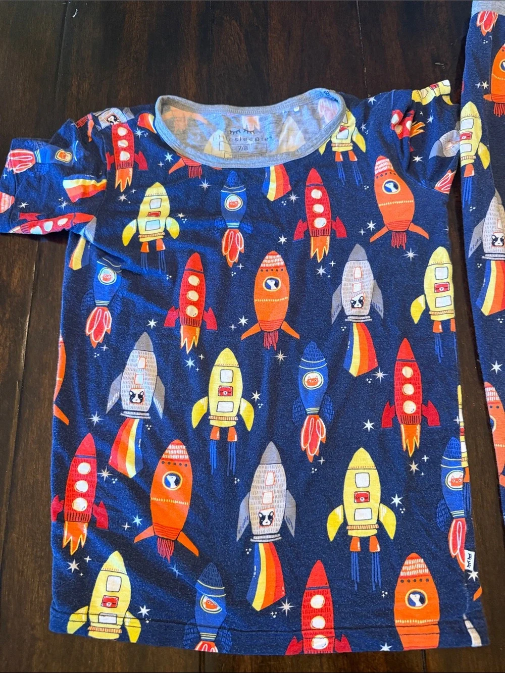 Little Sleepies Navy Rocket Pajama Set with Red, Yellow & Orange Rockets